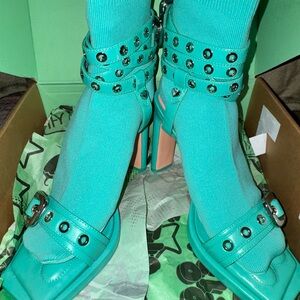 Aqua Turquoise Heeled Sandals